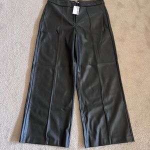 Nine West Faux Leather Wide Leg Pants Black Size 16 NWT